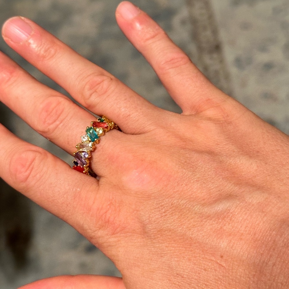 Multicolor Gemstone Gold over Sterling Ring - Picture 2 of 2
